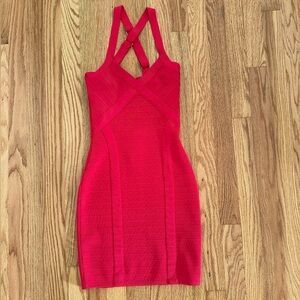 Guess red bandage dress with cross cross straps